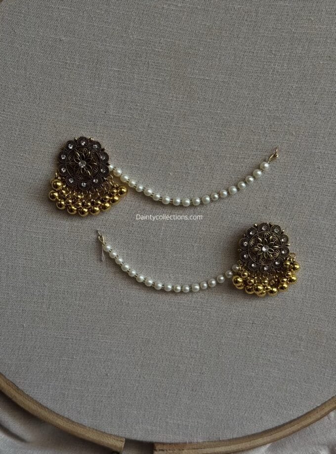 Zen un nisa jhumki antique with pearl saharay