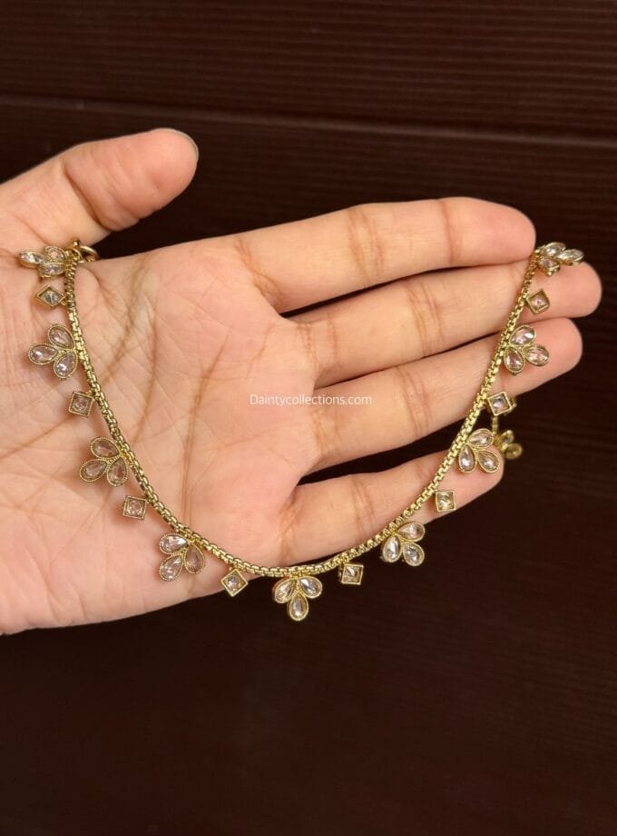 Anarkali kundan pazaib champagne single