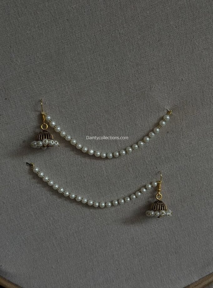 Mahe jhumki antique with pearl saharay