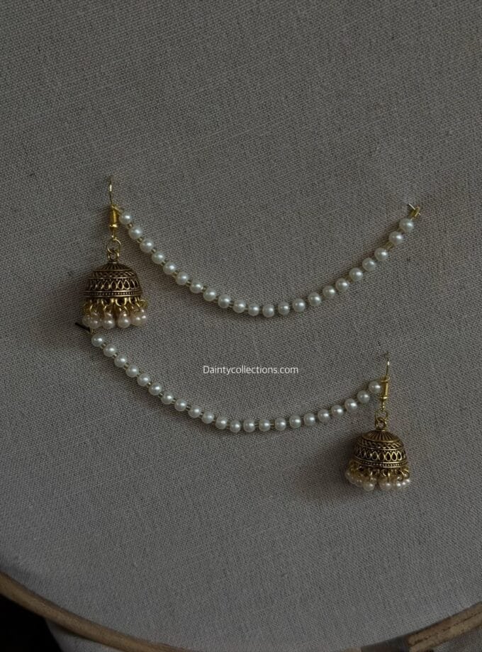 Zebaa jhumki antique with pearl saharay