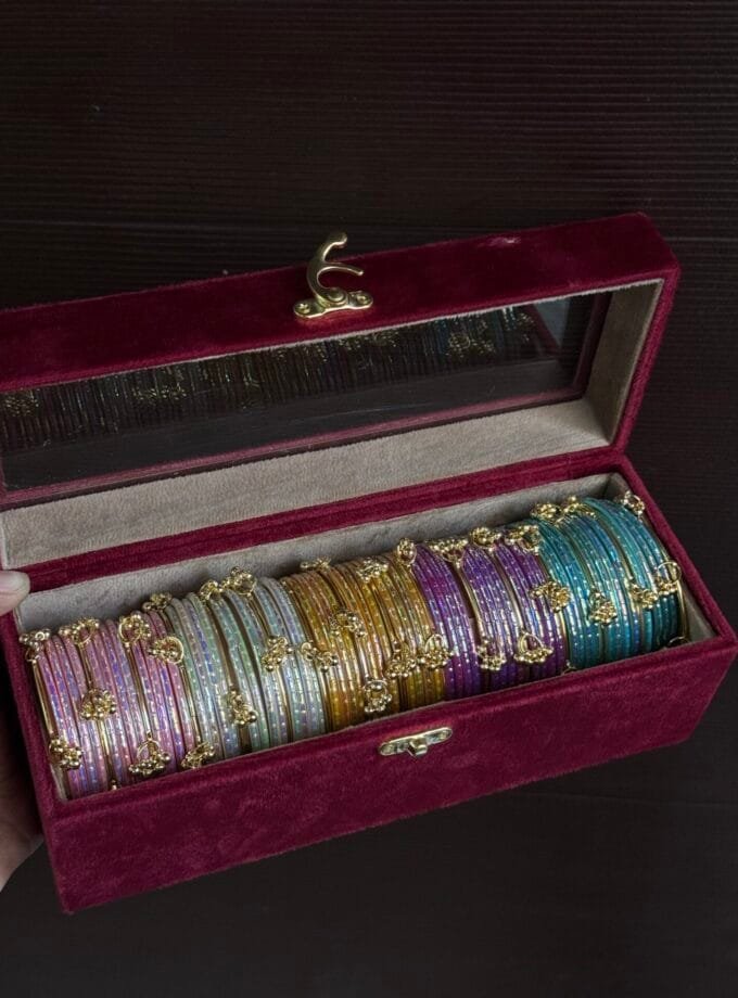 Bangles box with Kashmiri chori and glass bangles