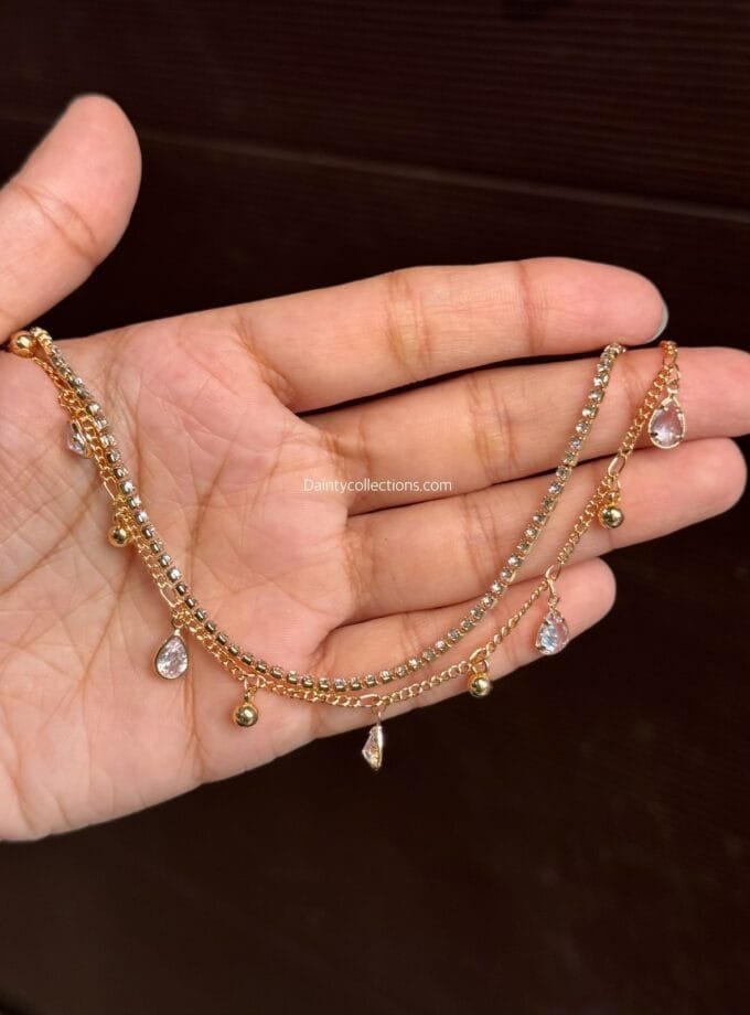 Zircon Double layer anklet golden