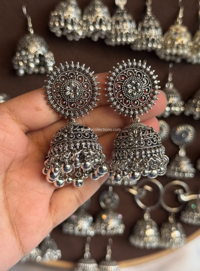 Shamsa jhumki silver
