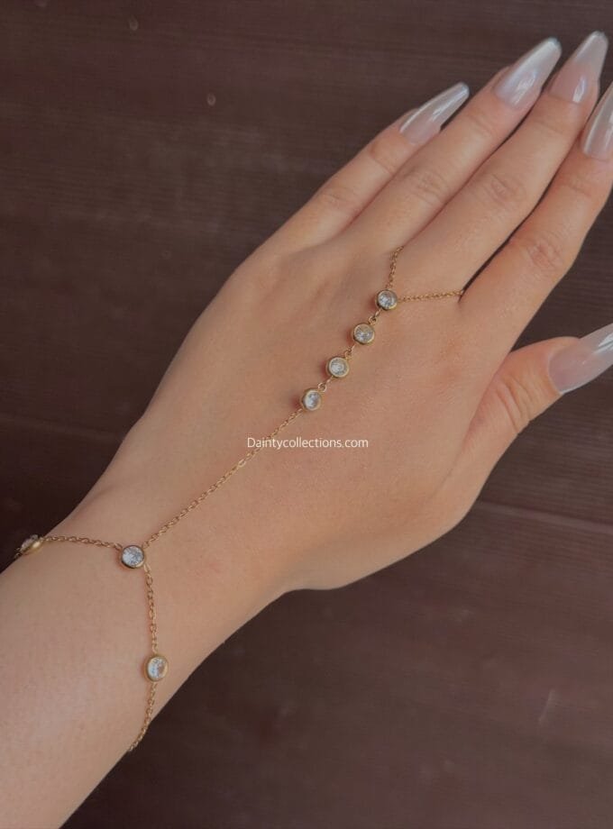 Minimal ring bracelet hand chain