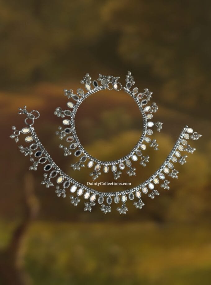 Bano kundan silver pazaib pair