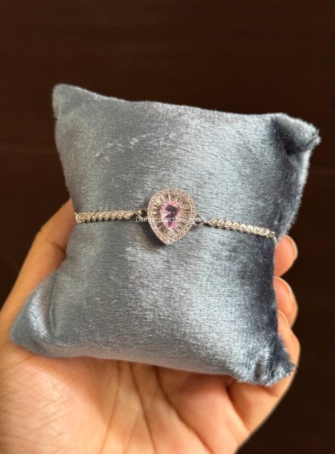 Tear drop zirconias adjustable stainless bracelet