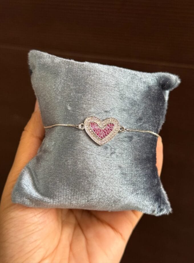Le coeur zirconia adjustable stainlesss bracelet