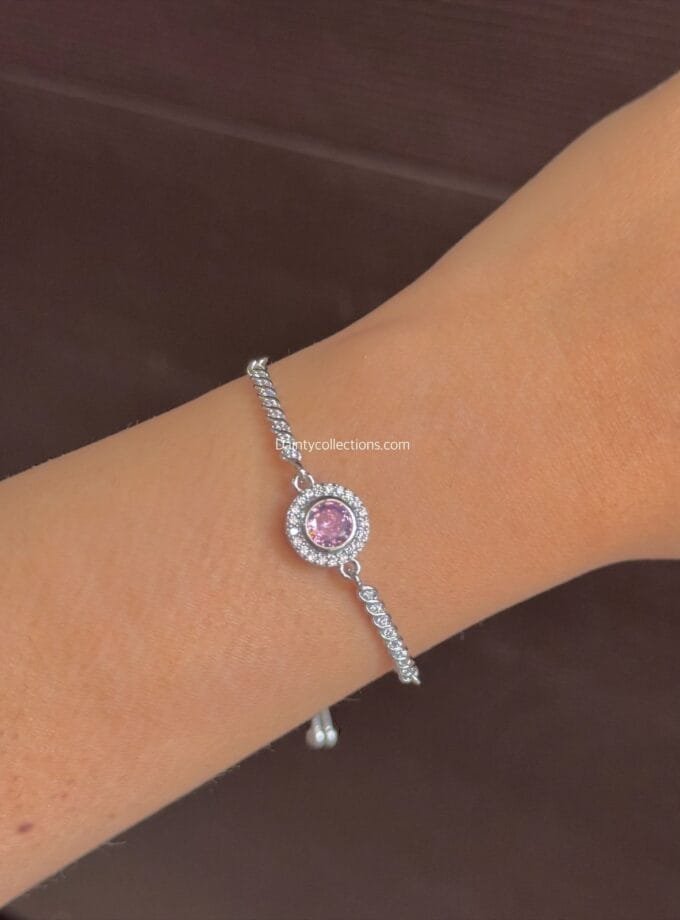 Lune zirconia adjustable stainless bracelet