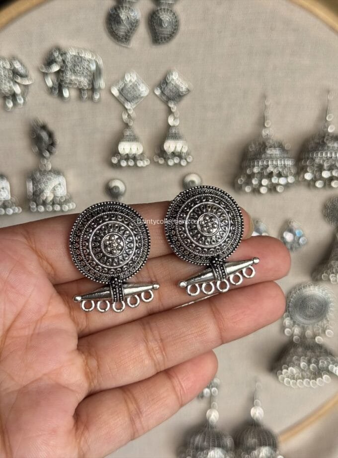 Silver frame jhumkay