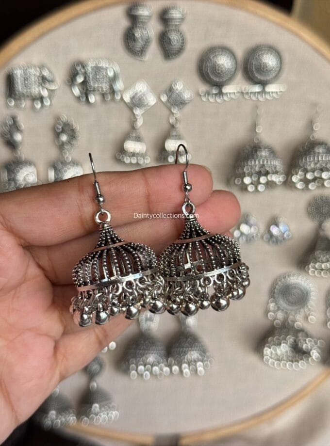Silver frame jhumkay