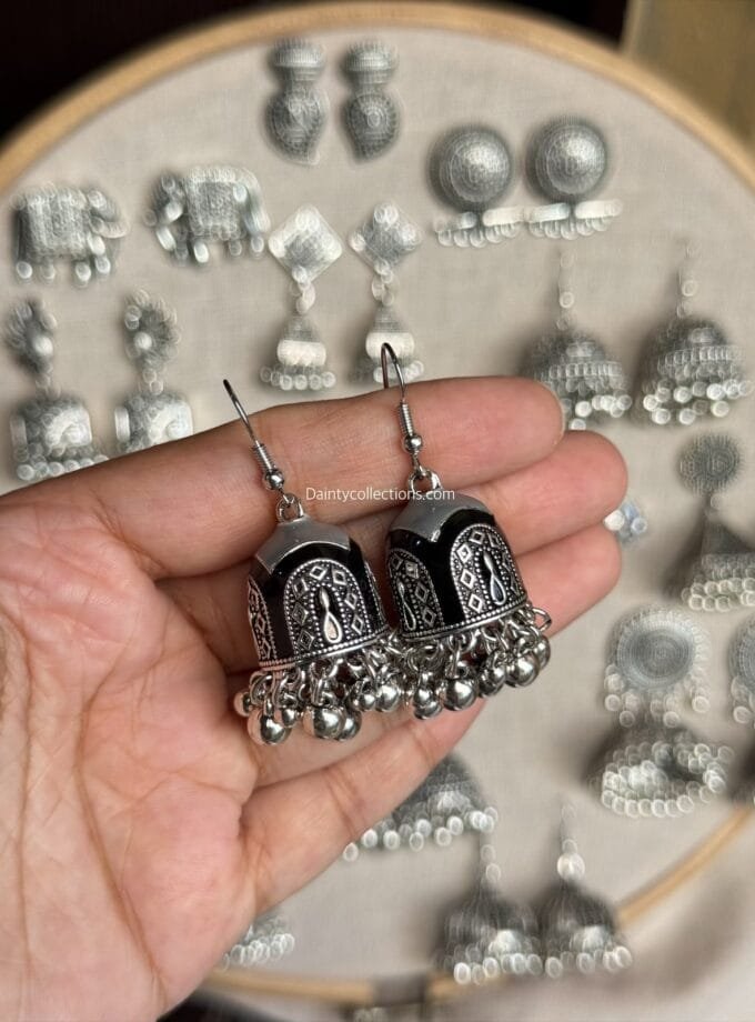 Silver frame jhumkay