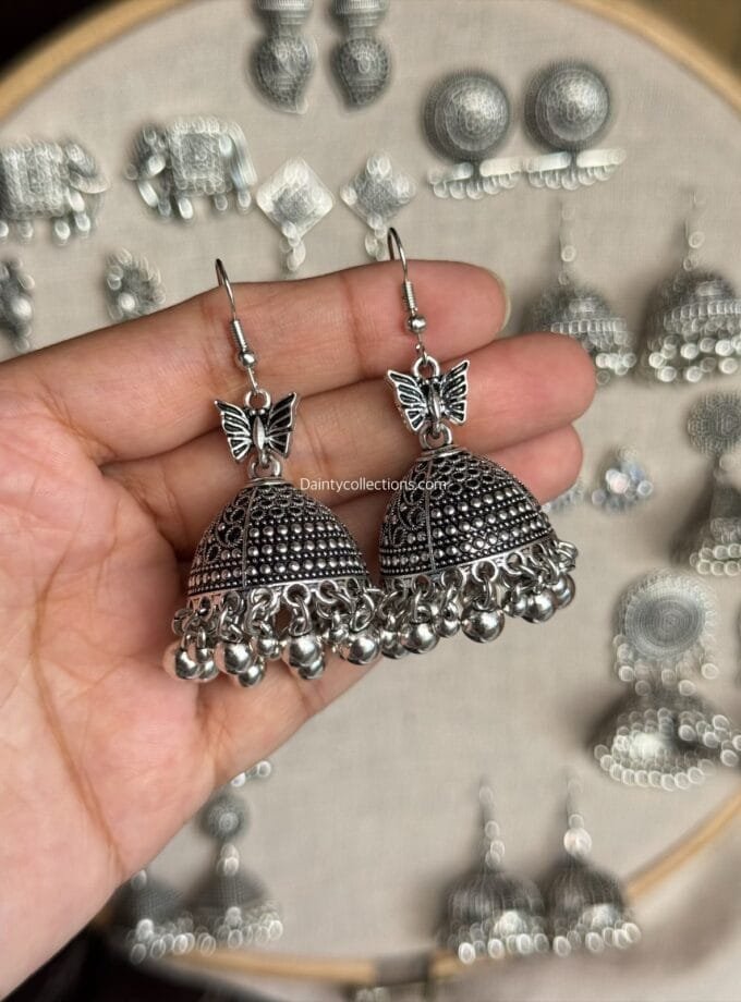 Silver frame jhumkay