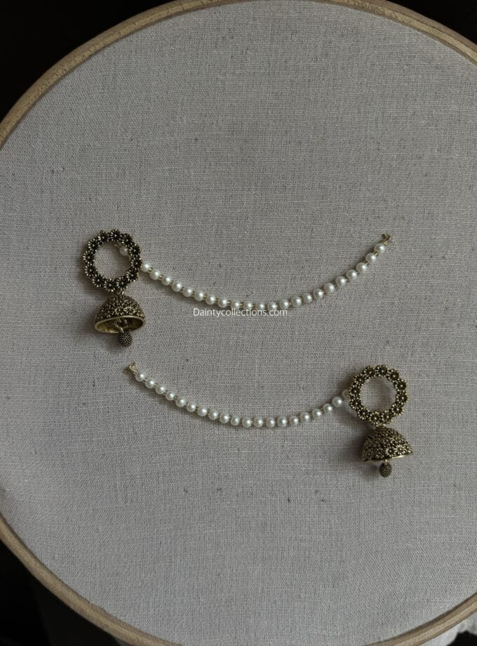 Gul e lala jhumki antique with pearl saharay