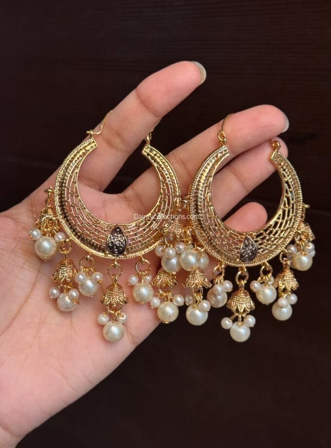 Mehreen Bali with hanging pearls