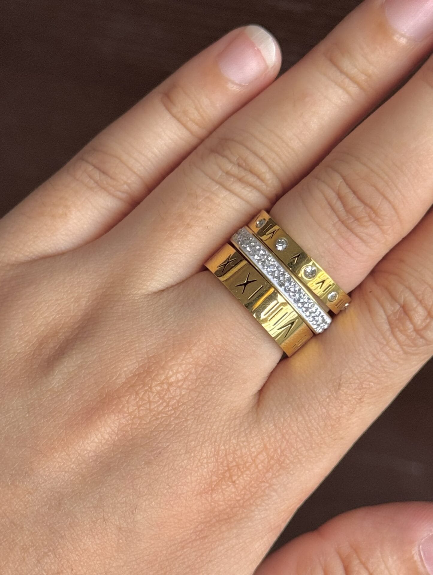 Stainless gold stack rings