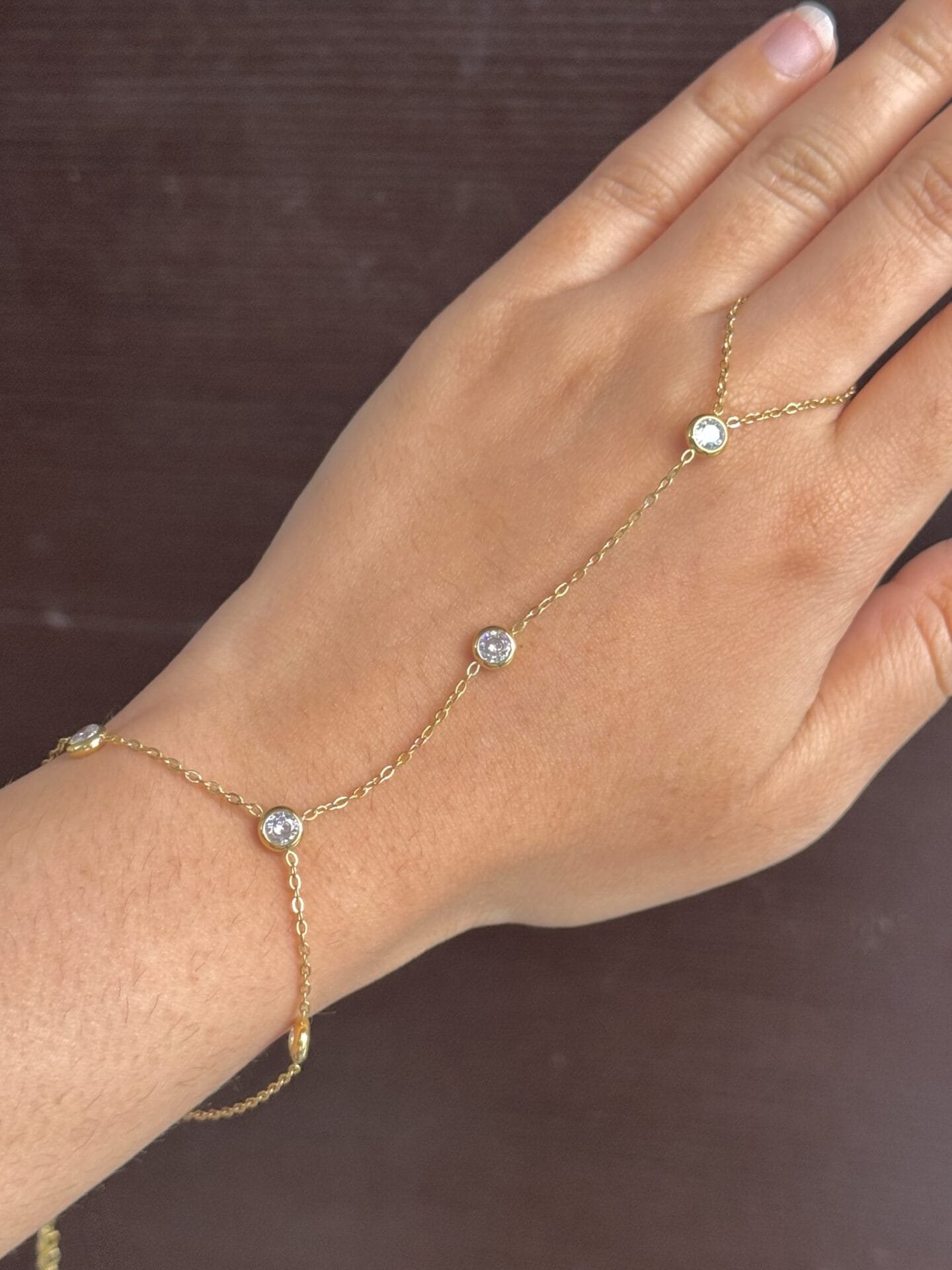 Minimal ring hand chain bracelet